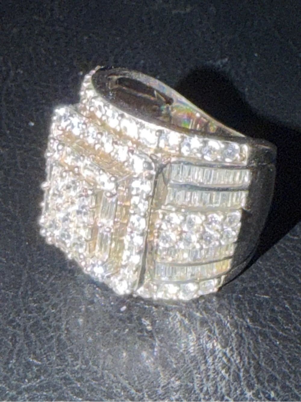 JTV Bella Luca Diamond stimulant/CZ Cocktail Ring in Sterling Silver size 6